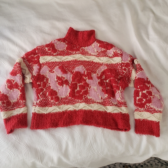 Zara Jacquard Knit Pink and Red Chunky Sweater - size small - Picture 10 of 15